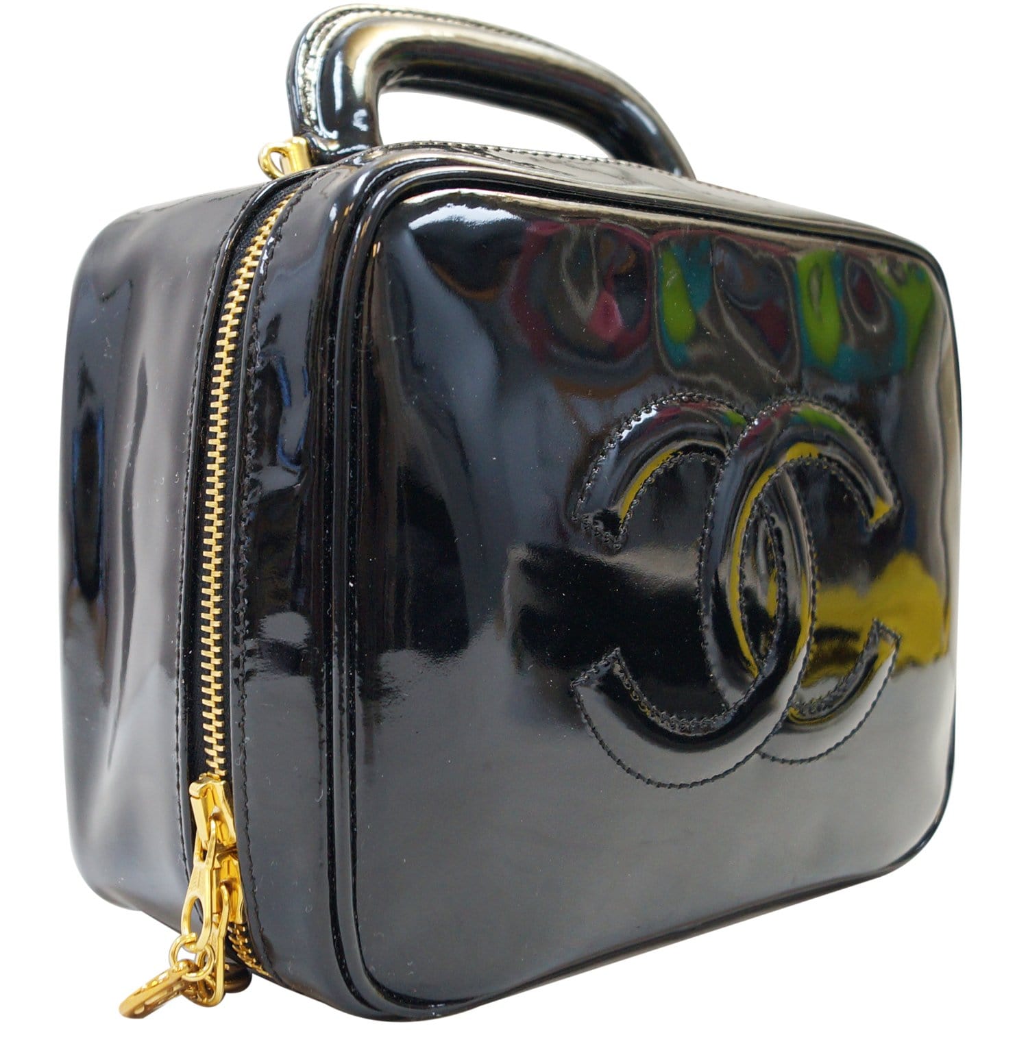 Vintage CHANEL Patent Leather Top Handle Briefcase Bag