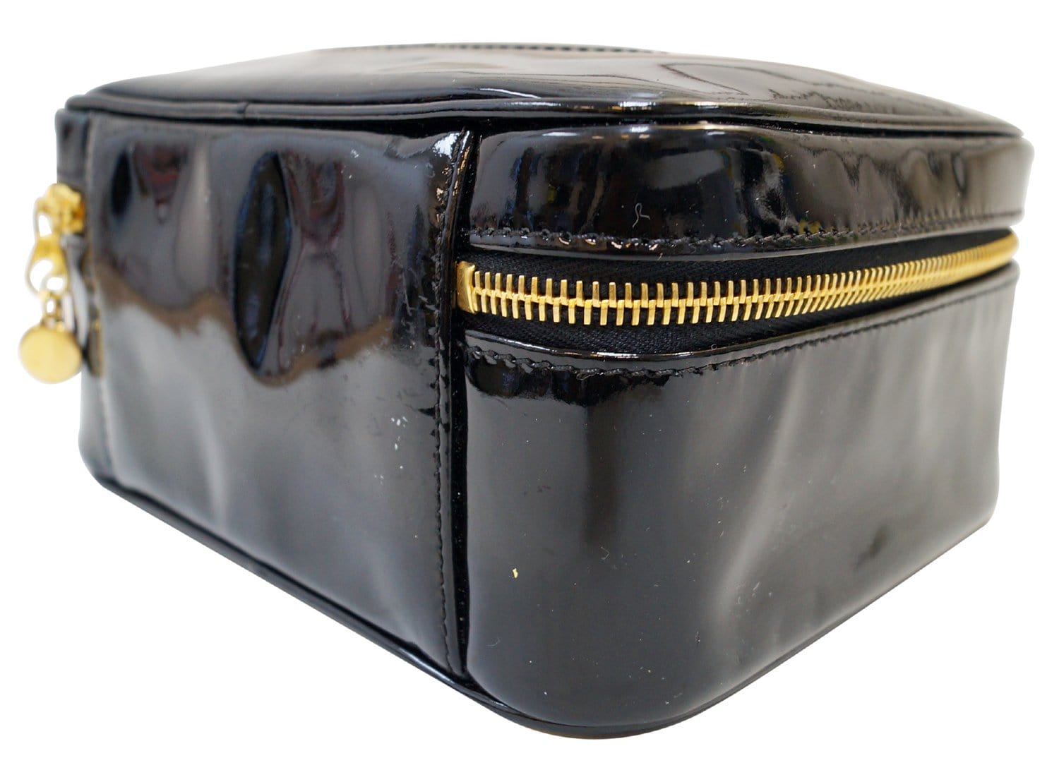 Chanel Classic Vintage Black Patent Leather Tassel Bag