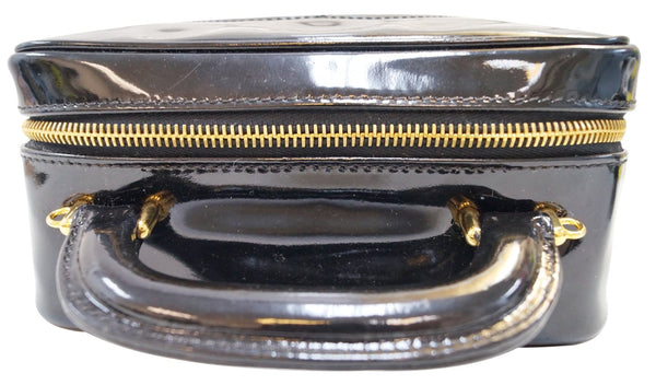 CHANEL CC Black Patent Leather 2way Vanity Case Cosmetic Bag