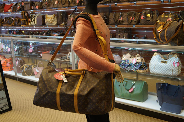 LOUIS VUITTON Monogram Keepall Bandouliere 55 Boston Bag 