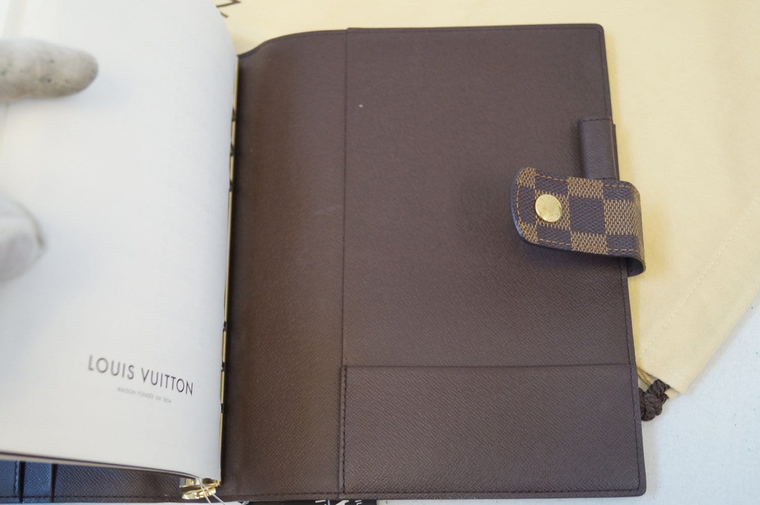 Louis Vuitton Damier Ebene Agenda GM Day Planner Cover R20009 LV Aut A –  LuxuryPromise