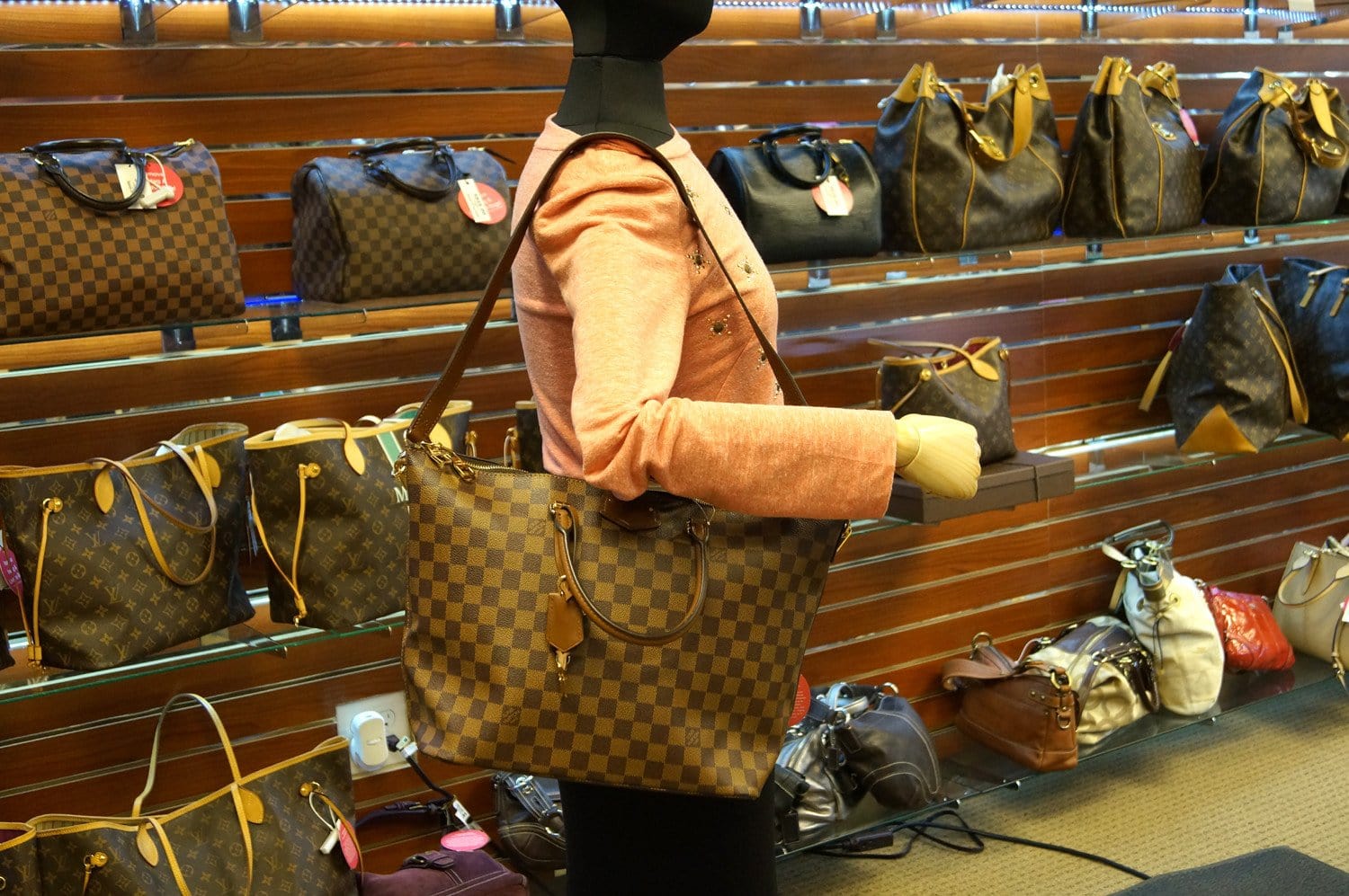 Louis Vuitton Damier Ebene Belmont 2way Zip Tote Bag with Strap