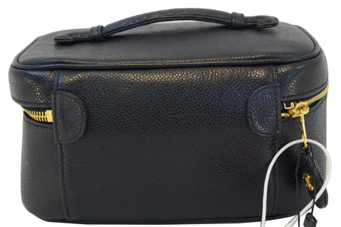 CHANEL Caviar Skin Vanity Cosmetic Bag Black