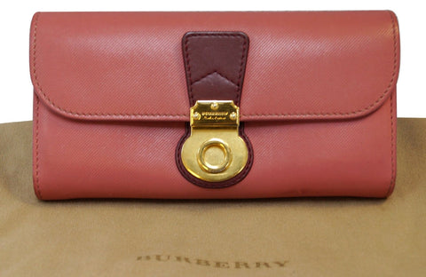 BURBERRY Trench Leather Continental Wallet Blossom Pink