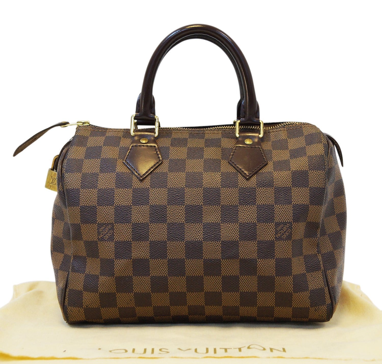 Louis Vuitton Damier Ebene Speedy 25 Boston Bag PM 1LV1114b For Sale at  1stDibs