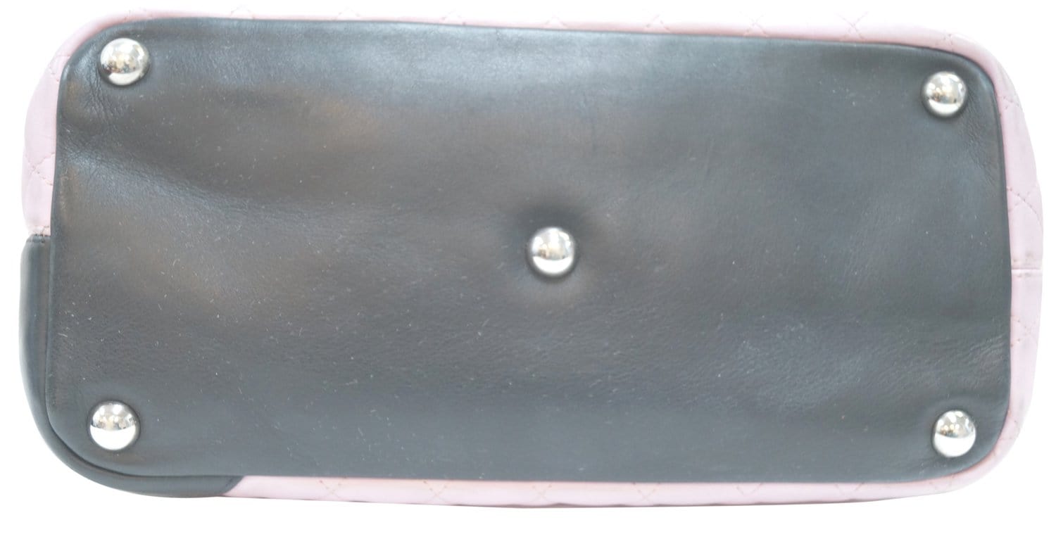 CHANEL Calfskin Quilted Medium Cambon Tote Pink Black [Guaranteed