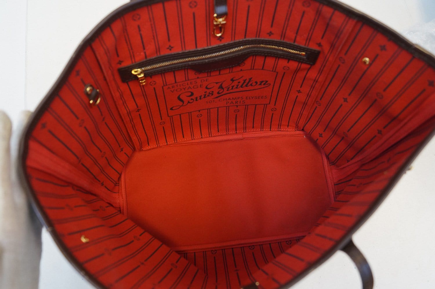 🌸Louis Vuitton Neverfull MM Damier Ebene Cherry Red Tote Shoulder  Bag(CA0123)🌸