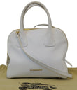 BURBERRY Grainy Leather White Bowling Shoulder Bag - 20% Off