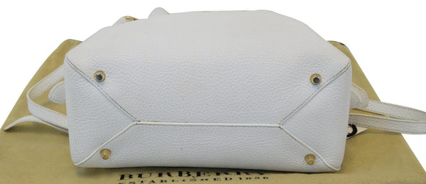 BURBERRY Grainy Leather White Bowling Shoulder Bag - 20% Off