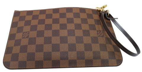 LOUIS VUITTON Damier Ebene Pochette Wristlet Pouch Neverfull Rose Ballerine