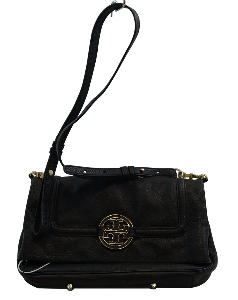 Tory Burch Amanda Black Leather Foldover Shoulder Bag TT382