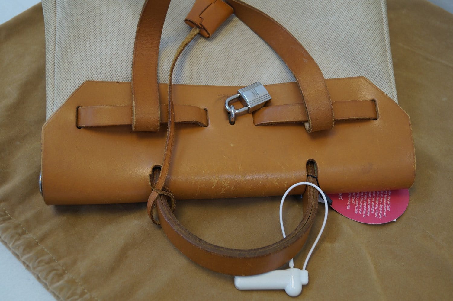 Hermes Herbag PM 2 in 1 Canvas Dark Brown Leather Shoulder Bag