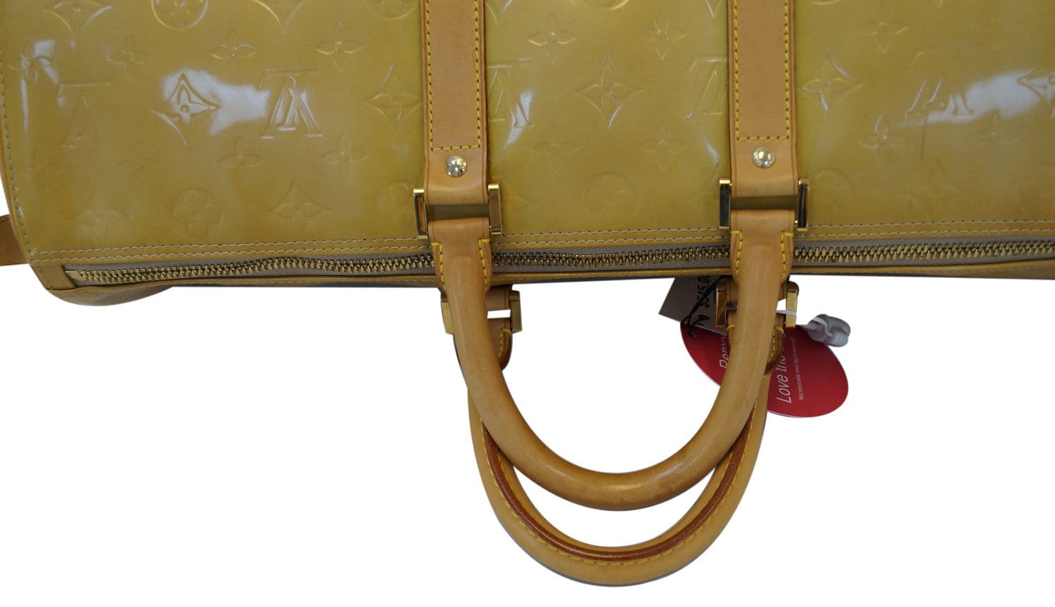 Louis Vuitton Dark Yellow Monogram Vernis Mercer Keepall Duffle Boston Bag  862122