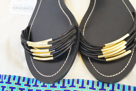 TORY BURCH Black Mignon Flat Sandal Size 10.5 E3145