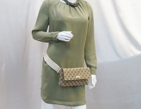 GUCCI GG Canvas Brown Waist Bum Bag 146304 