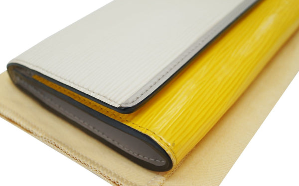 LOUIS VUITTON Epi Portefeuille Flore Long Wallet White Yellow 