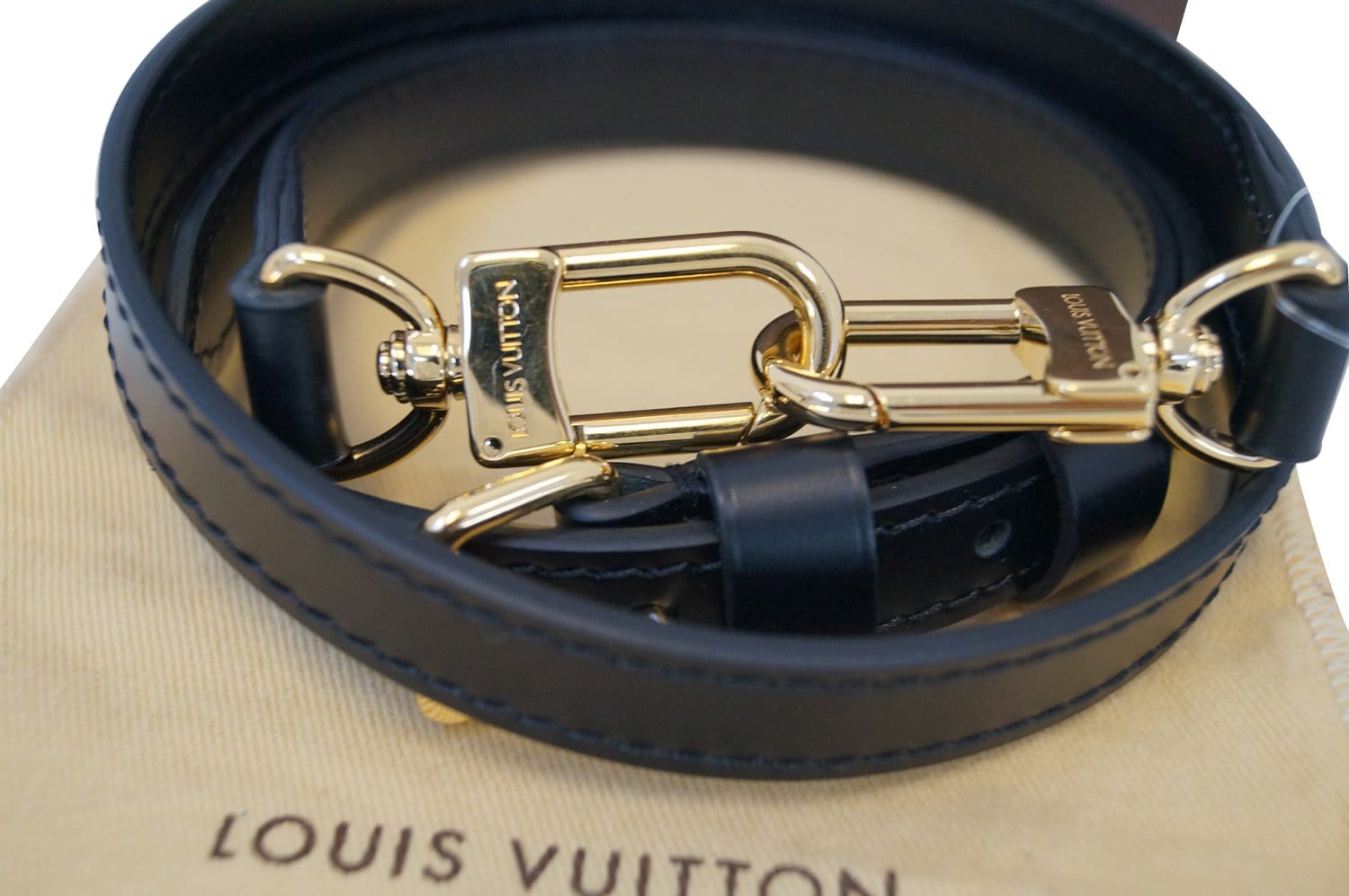 Authentic Brand New Louis Vuitton Leather Shoulder Strap Black