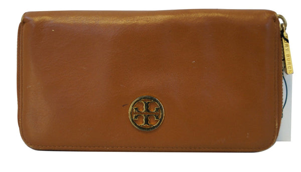 Tory Burch Verona continental Zip Around Leather wallet Brown E2847