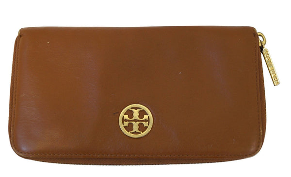 Tory Burch Verona continental Zip Around Leather wallet Brown E2847