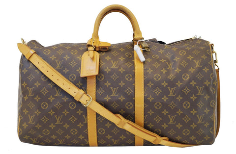 LOUIS VUITTON Monogram Keepall Bandouliere 55 Boston Bag