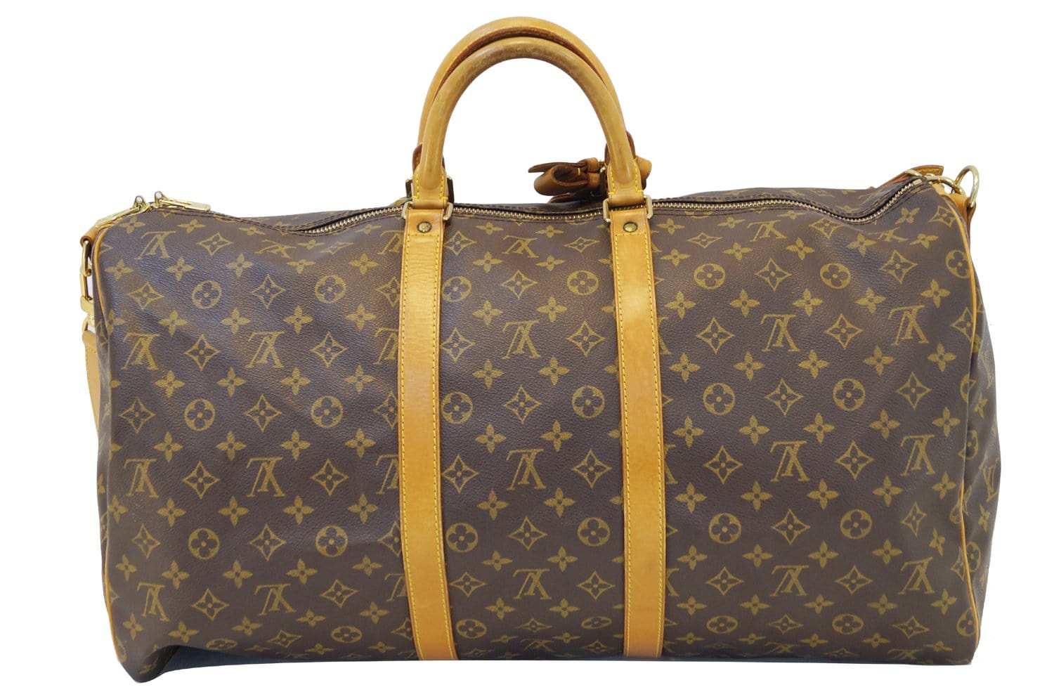 Authentic Louis Vuitton Monogram Keepall 55 Bandoliere Travel Bag