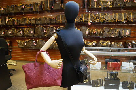 Burberry Dewsbury Red Leather Medium Check Tote Bag - Final Call