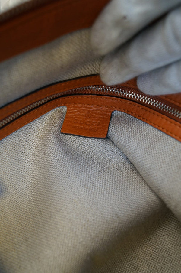 Gucci Icon Bit - Gucci Hobo Bag Orange Pebbled Leather - interior