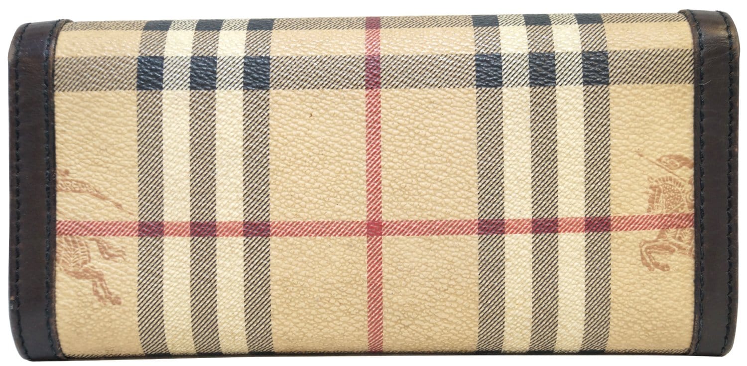 Burberry Haymarket Check And Leather Wallet In Dusty Pink/multicolour