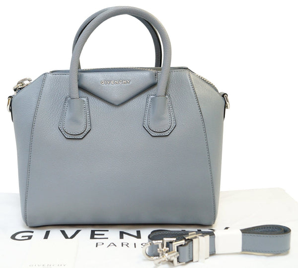 GIVENCHY Grey Goatskin Leather Small Antigona Shoulder Bag