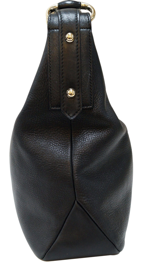 GUCCI Black Leather Horsebit Hobo Bag 115867
