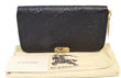 BURBERRY Embossed Check Leather Zip Around Wallet Black