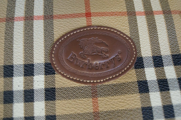 Burberry Travel Bag - Burberry Nova Check Leather Brown - logo