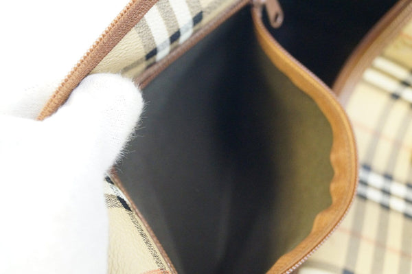 Burberry Travel Bag - Burberry Nova Check Leather Brown - inside view