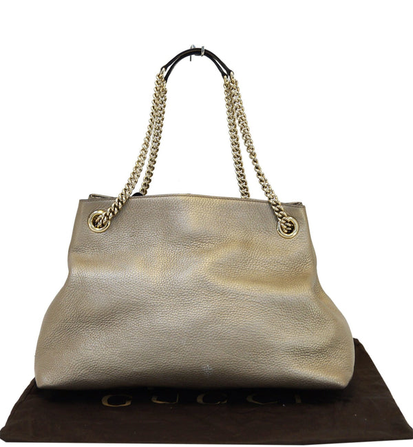 Gucci Soho Tote Bag in Gold Pebbled Leather Chain - gucci strap