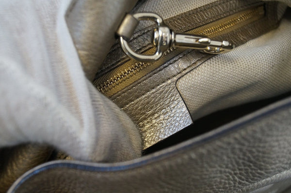 Gucci Soho Tote Bag in Gold Pebbled Leather Chain - inside view