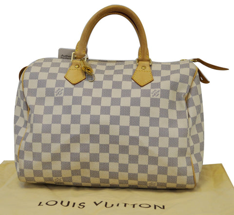 LOUIS VUITTON Speedy 30 Damier Azur White  Bag