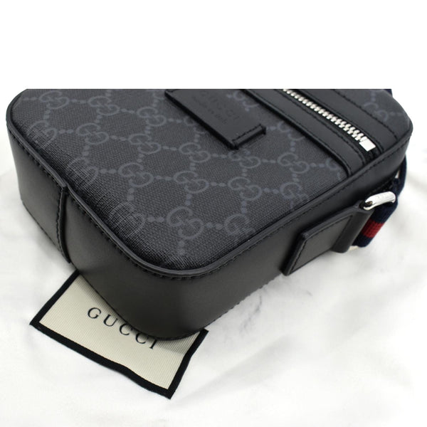 GUCCI GG Supreme Monogram Canvas Web Messenger Bag Black 598103