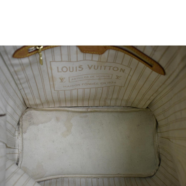 LOUIS VUITTON Neverfull MM Damier Azur Shoulder Bag White