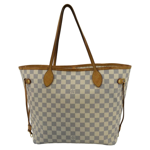 LOUIS VUITTON Neverfull MM Damier Azur Shoulder Bag White