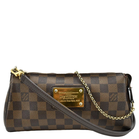 LOUIS VUITTON Eva Pochette Damier Ebene Clutch Crossbody Bag Brown