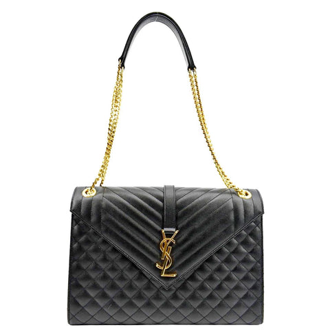 YVES SAINT LAURENT Envelope Medium Matelasse Leather Crossbody Bag Black