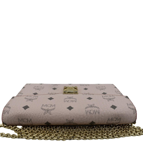 MCM Patricia Visetos Leather Crossbody Wallet Powder - Top