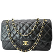 CHANEL Classic Jumbo Double Flap Lambskin Leather Shoulder Bag Black