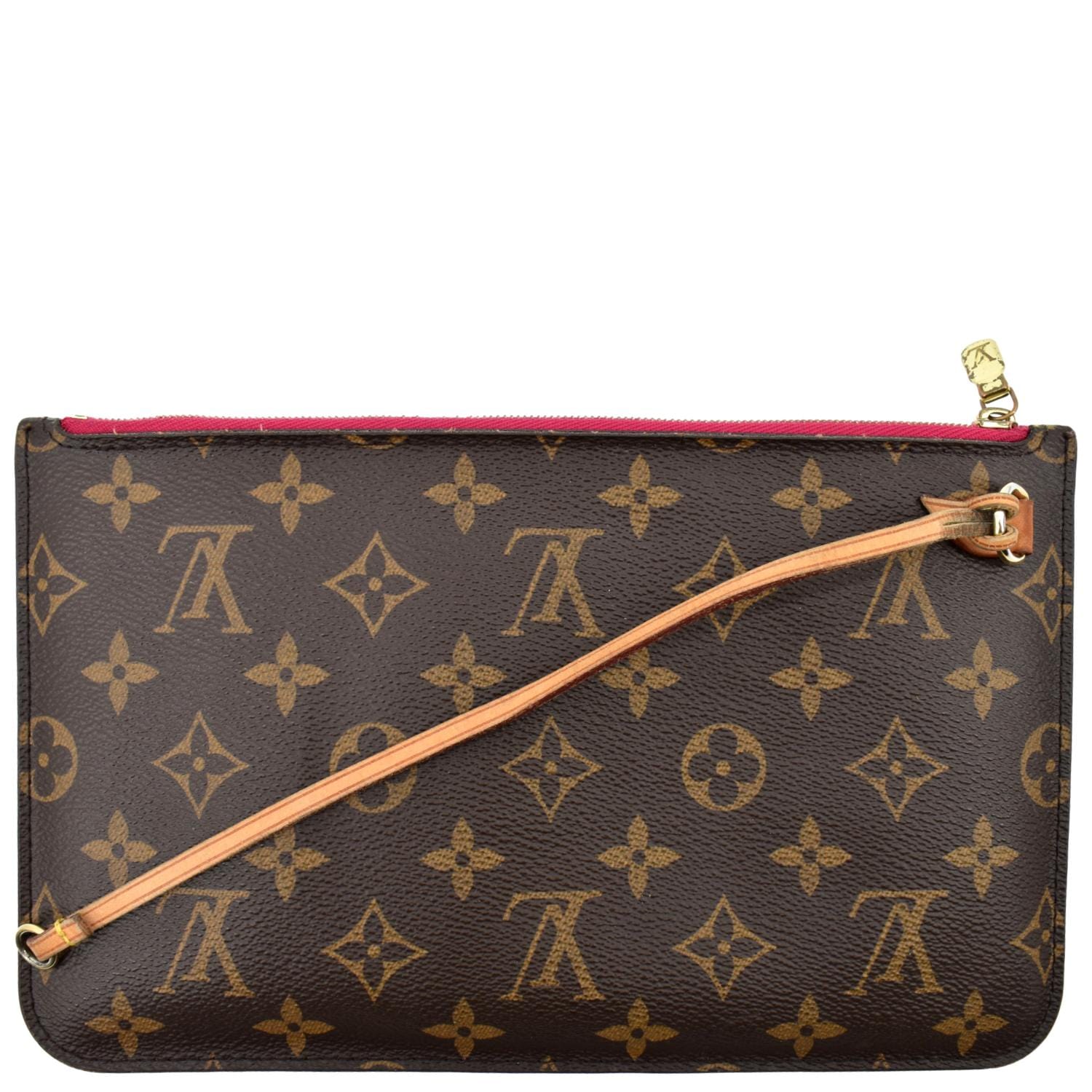 LOUIS VUITTON  Neverfull Monogram Canvas Pochette Wristlet Pouch Brown