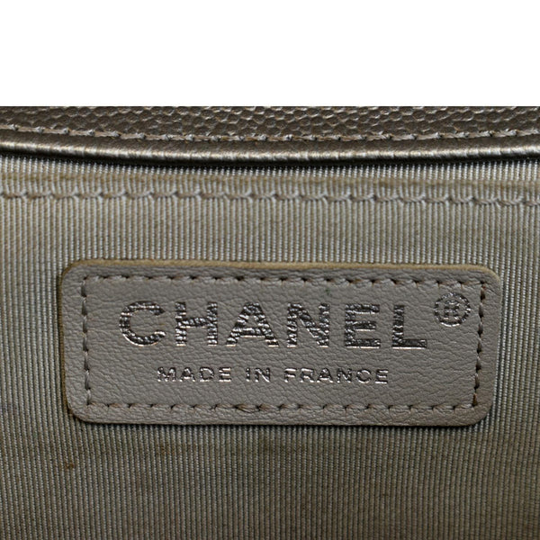 Chanel Boy Flap Caviar Leather Crossbody Bag in Grey - Made In France