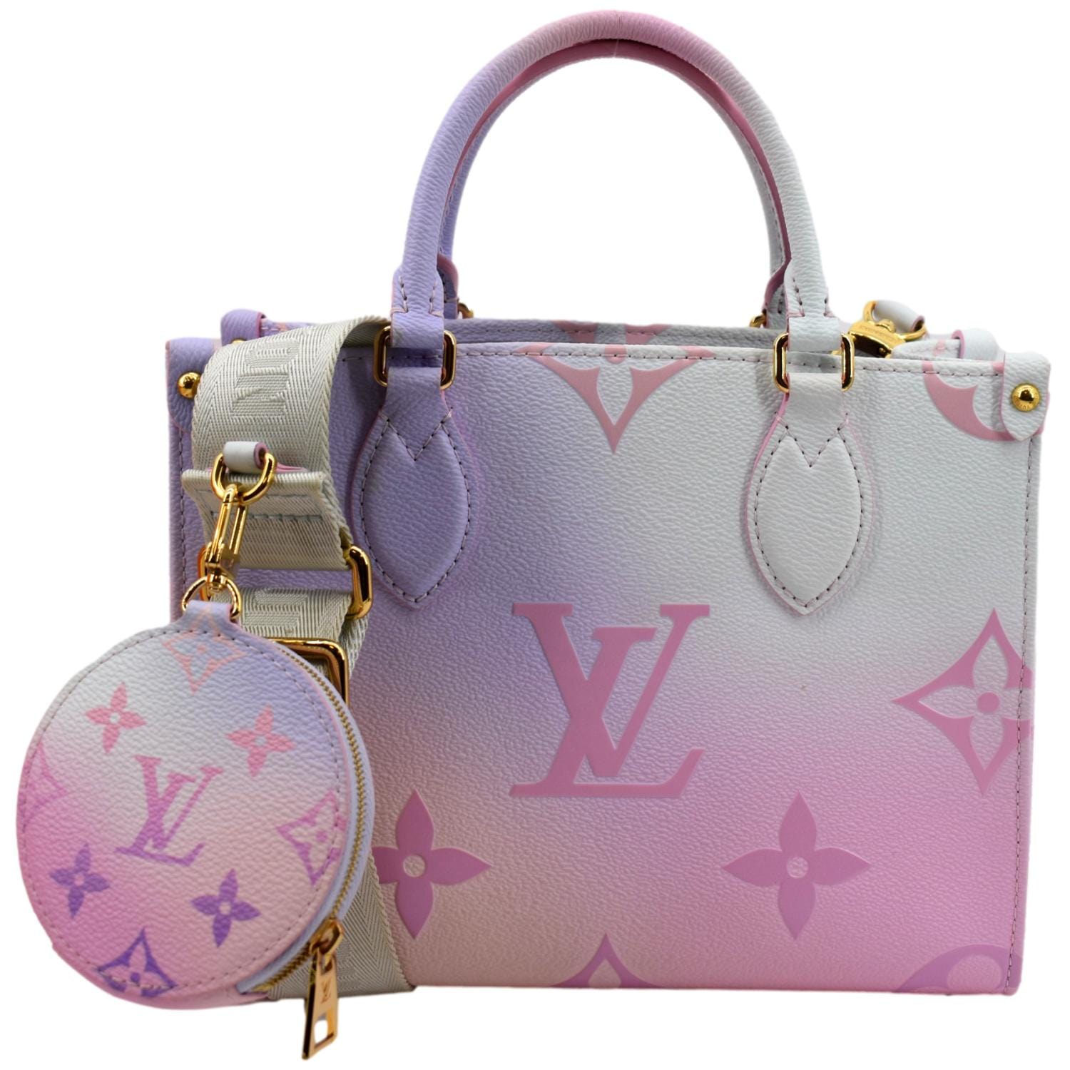 LOUIS VUITTON Women Onthego PM Monogram Coated Canvas Tote Sunrise Pastel