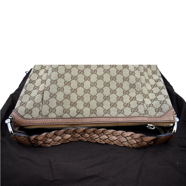 Gucci Bamboo Bar GG Monogram Canvas Hobo Bag in Brown  - Top