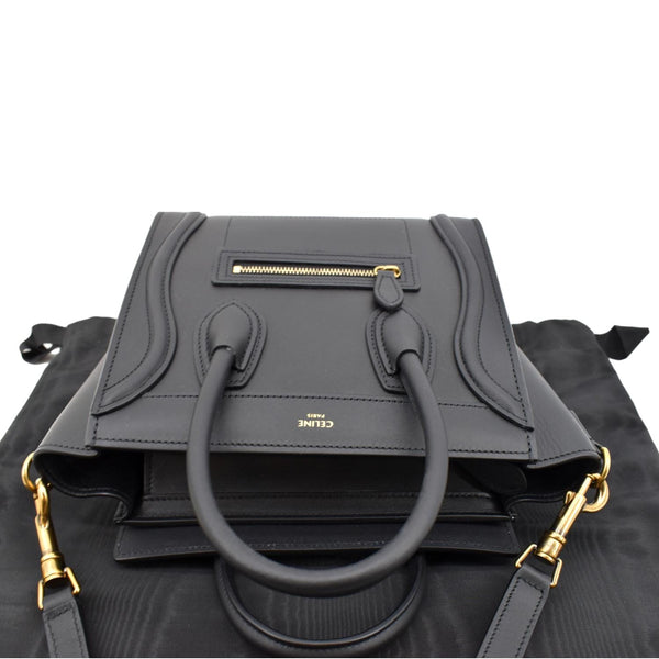 CELINE Nano Luggage Smooth Leather Tote Crossbody Bag Black