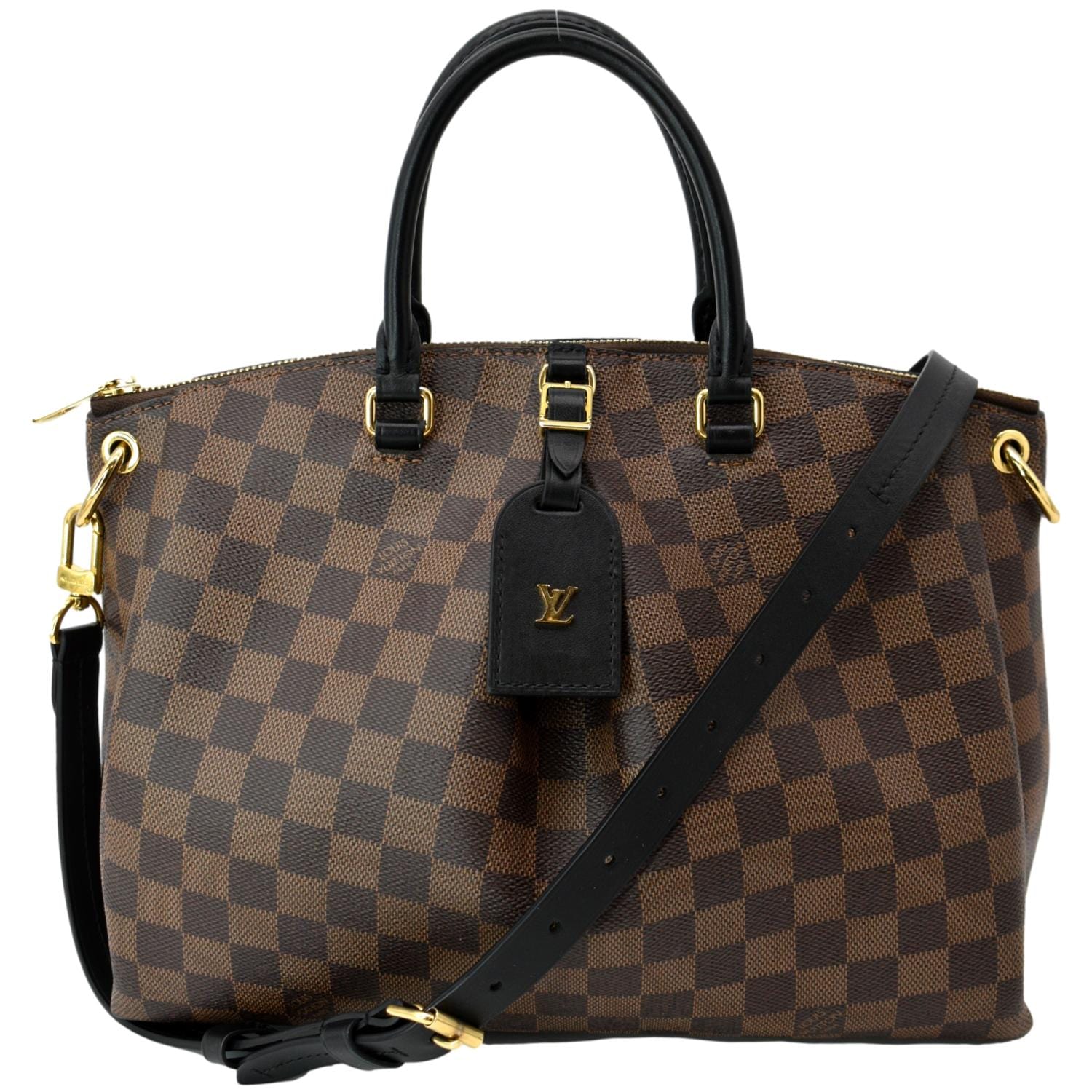 LOUIS VUITTON Odeon MM Damier Ebene Tote Bag Black/Brown