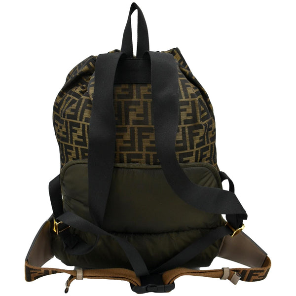 FENDI Convertible Monogram Canvas Backpack Bag Khaki